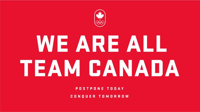 Graphic: We are all Team Canada. Postpone Today. Conquer Tomorrow.