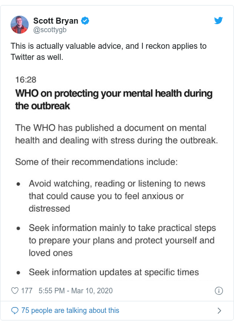 Twitter post by @scottygb: This is actually valuable advice, and I reckon applies to Twitter as well. 